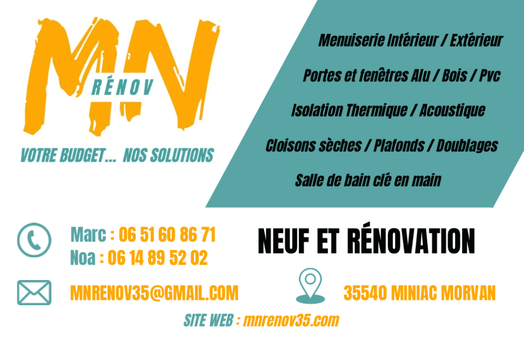 Services de rénovation et menuiserie à Miniac Morvan.